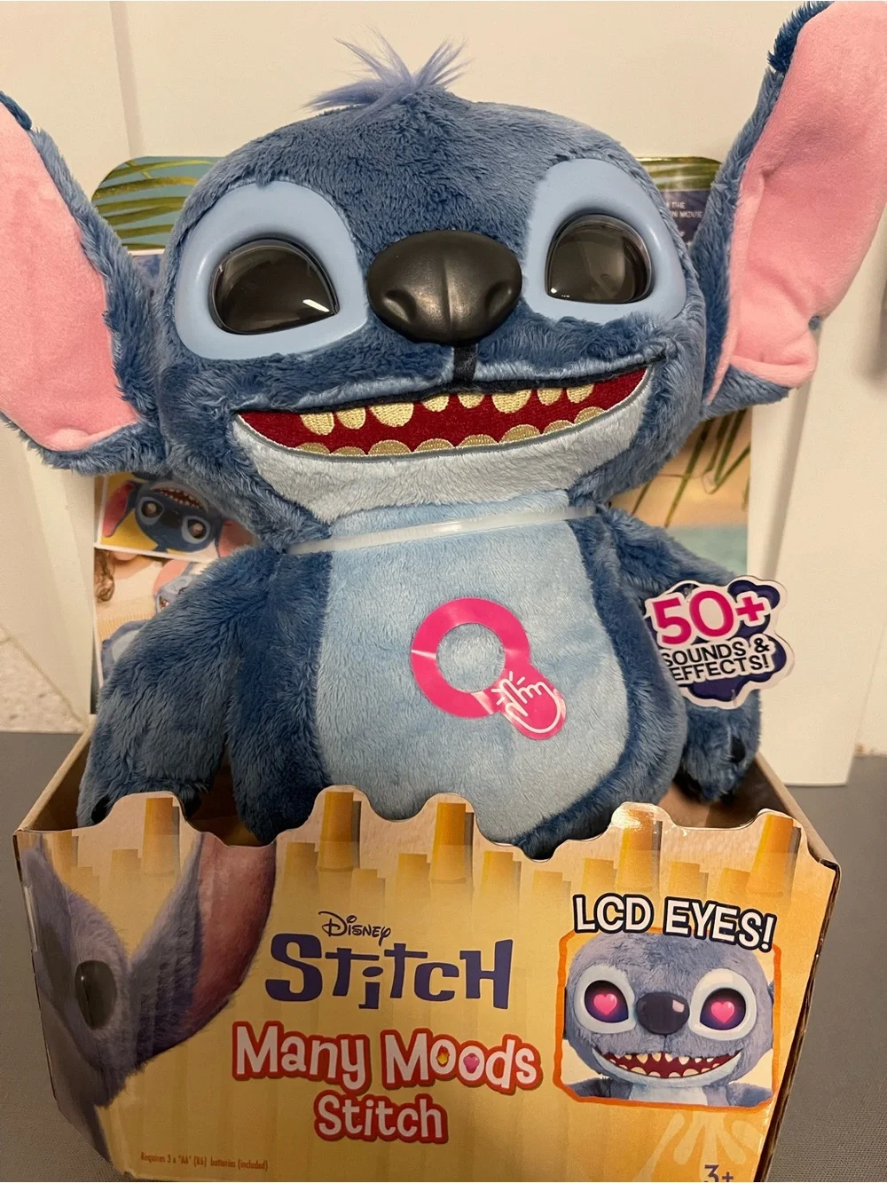 Disney Stitch Many Moods Stitch Plush Toy - Blue LCD Eyes NIP Live Action Movie